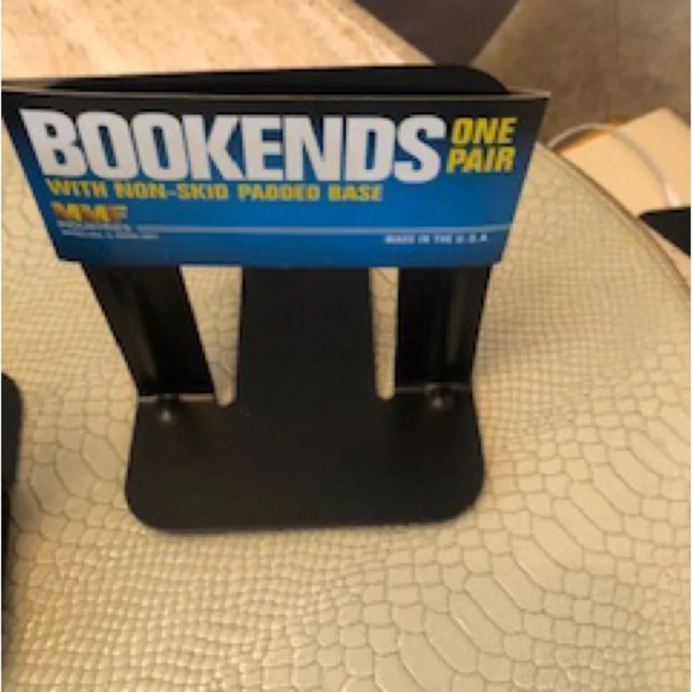 NWT 4 sets of bookends from MMF industries, black with padded bottom
